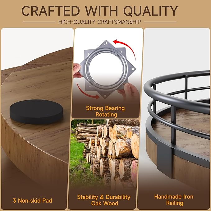 Farmhouse Oak 13" Lazy Susan Turntable Organizer - Image 4