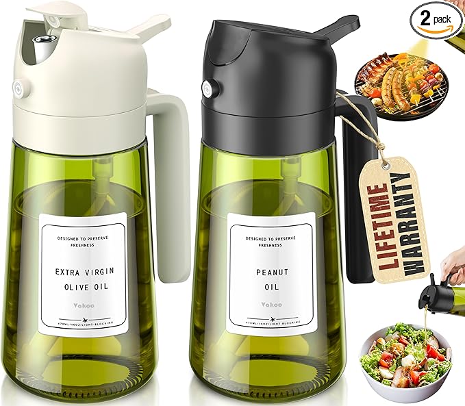 Vakoo Oil Sprayer for Cooking, 2 in 1 Oil Dispenser for Kitchen, 16oz/470ml by Vakoo