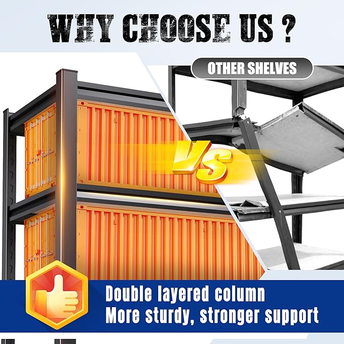 71"H-35"W-15.7"D Garage Shelving-2050LBS 5 Tier Storage Shelves, Adjustable - Image 7