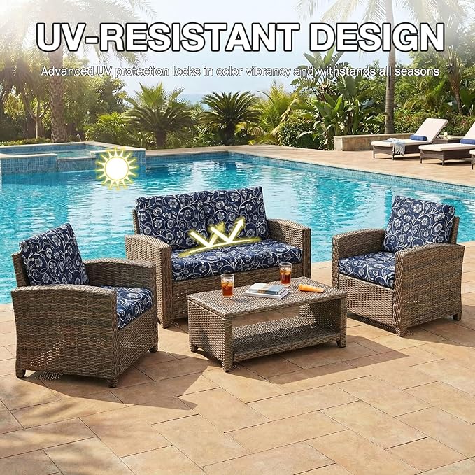 hyha 12Pcs Patio Cushion Covers, Stretch Outdoor Couch Cushion Covers - Image 6