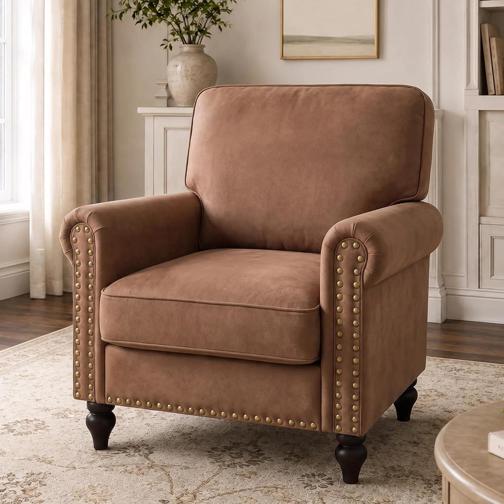 Oversized Accent Chair for Living Room, Mid Century Accent Chairs,Brown