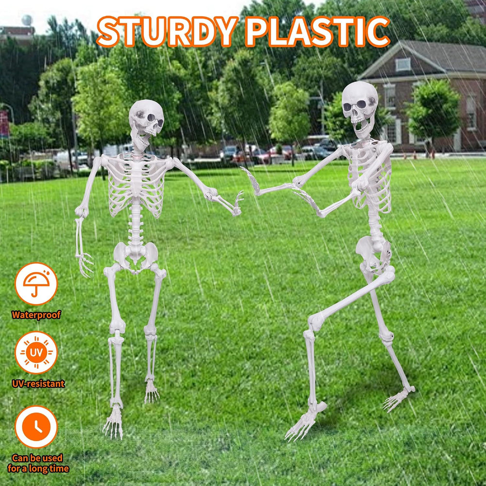2 Pack 5.4Ft Halloween Skeletons Posable Skeletons Life Size Full Body Bones ...
