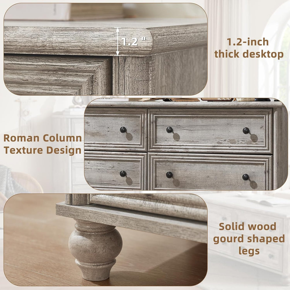 Dressers & Night Stand Set of 3, Wood 54" Wide Dresser & 18&quot...