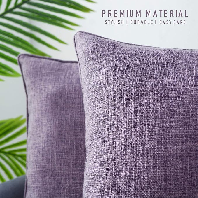 HPUK Linen Throw Pillow Covers Pack of 2, 18x18 Inch Accent Cushion Covers - Image 4