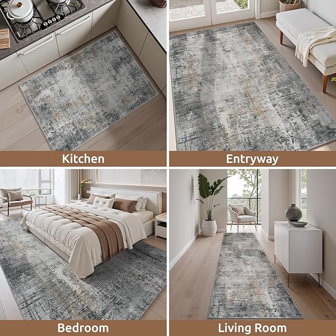4 x 6 Area Rugs for Living Room, Machine Washable Non Slip Rug Ultra Soft Low - Image 7