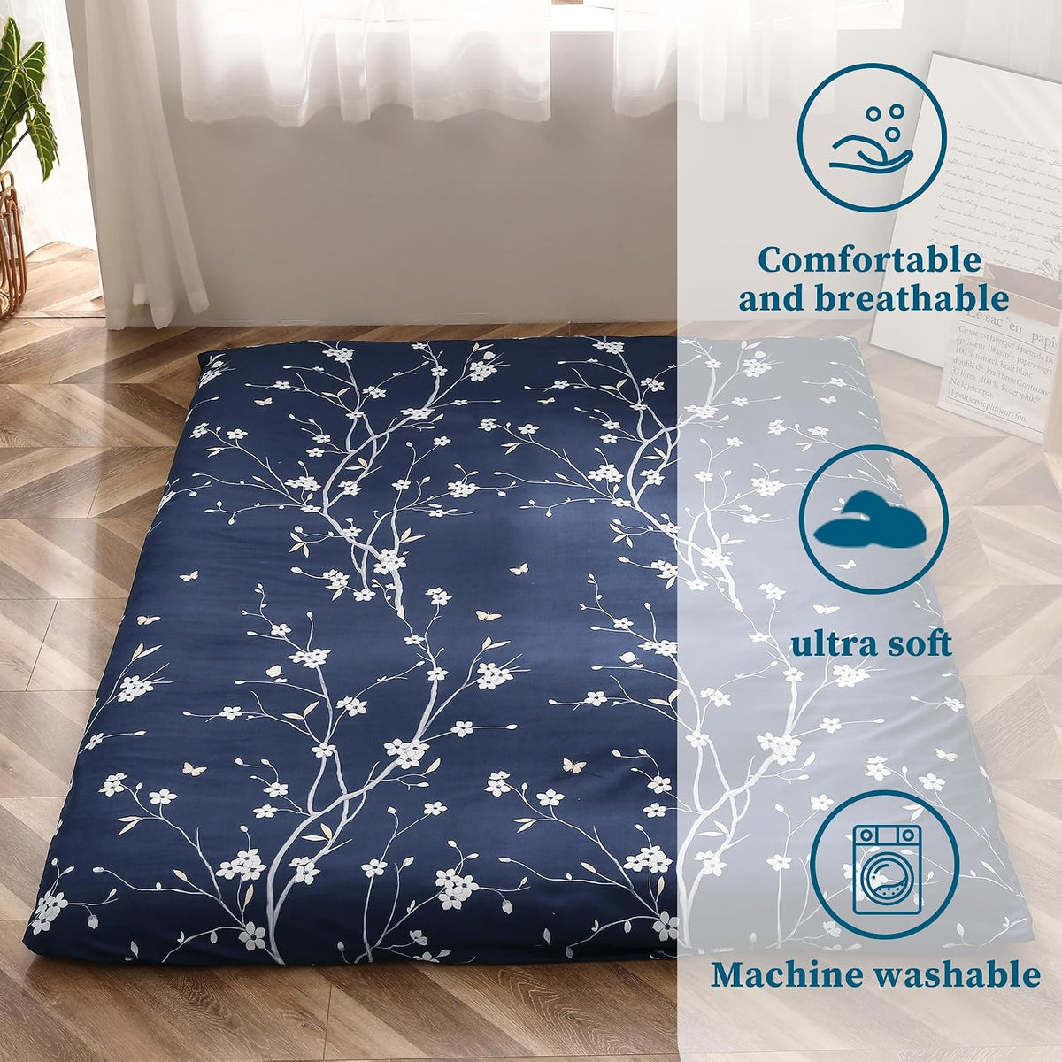 maxyoyo mattress cover for traditional japanese futon mattress shown in use