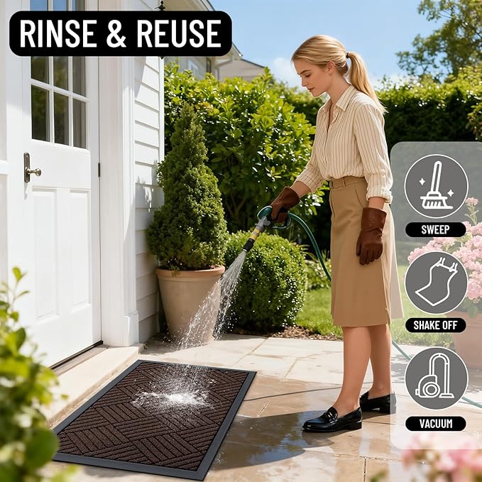 OLANLY Front Door Mat Outside Entrance 59x23, Heavy Duty Sturdy Natural Rubber - Image 7