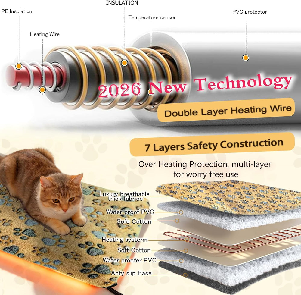 Pet Heating Pad 18X28`` for Dogs Cats with Smart Controller