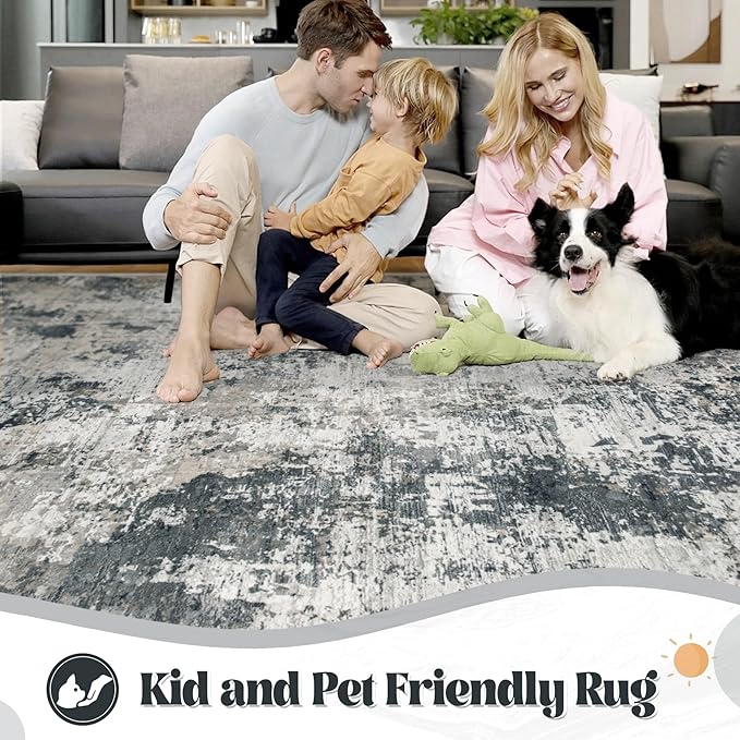 XLUEZ 8x10 Area Rugs for Living Room, Washable Modern Abstract Large Area Rug - Image 3
