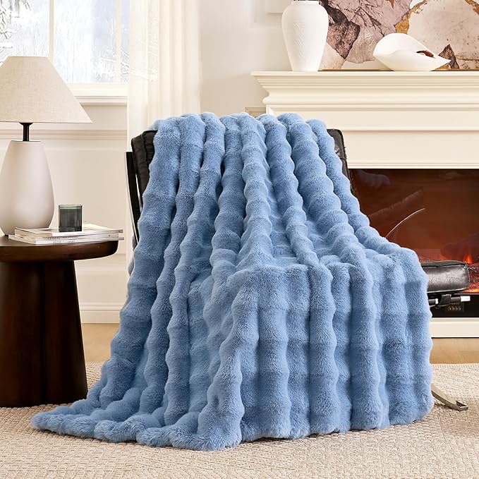 Cozy Bliss Faux Fur Bubble Throw - Image 8