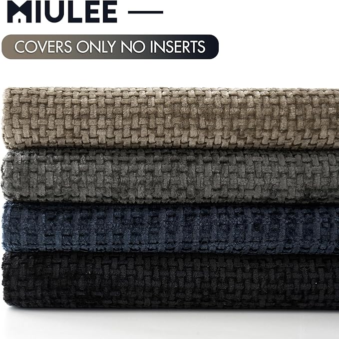 MIULEE Pack of 4 Couch Throw Pillow Covers 20x20 Inch Neutral Navy/Grey Soft - Image 6