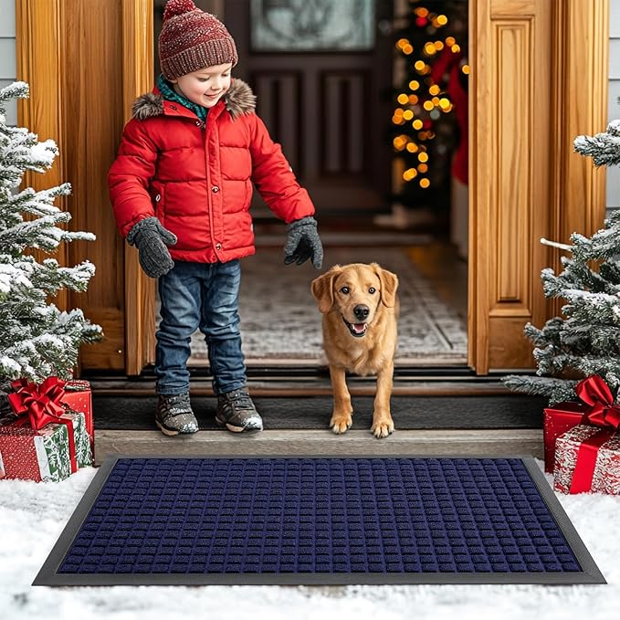 Smiry Front Door Mat Outside Entrance, Heavy Duty Natural Rubber Doormat - Image 8