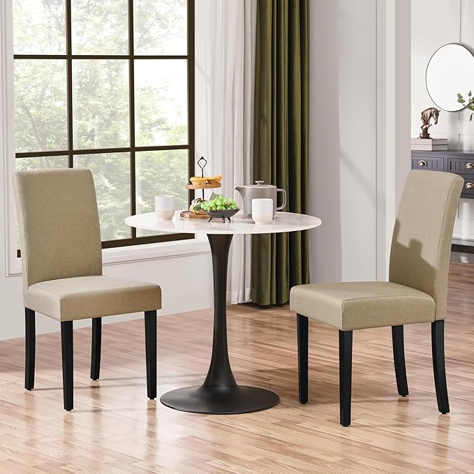 Yaheetech Dining Chairs Set of 2 Fabric Upholstered Parson Kitchen Chairs wit...