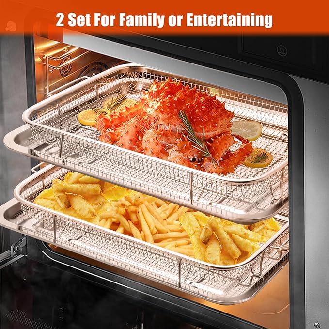 Air Fryer Basket for Oven 18.7"x12.8", 2 Pack Extra Large Air Fryer Basket and - Image 4