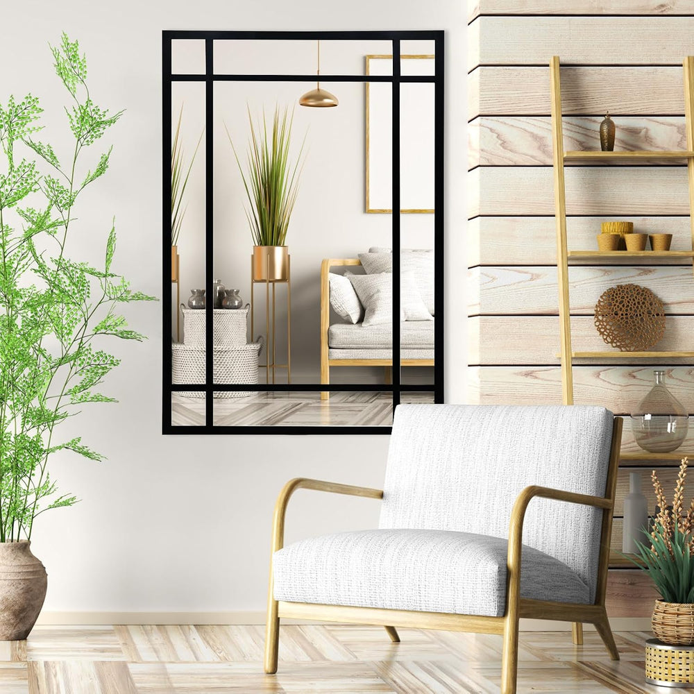 HQiJun Black Rectangle Mirror, Farmhouse Decorative Wall Mirror for Entryway,...