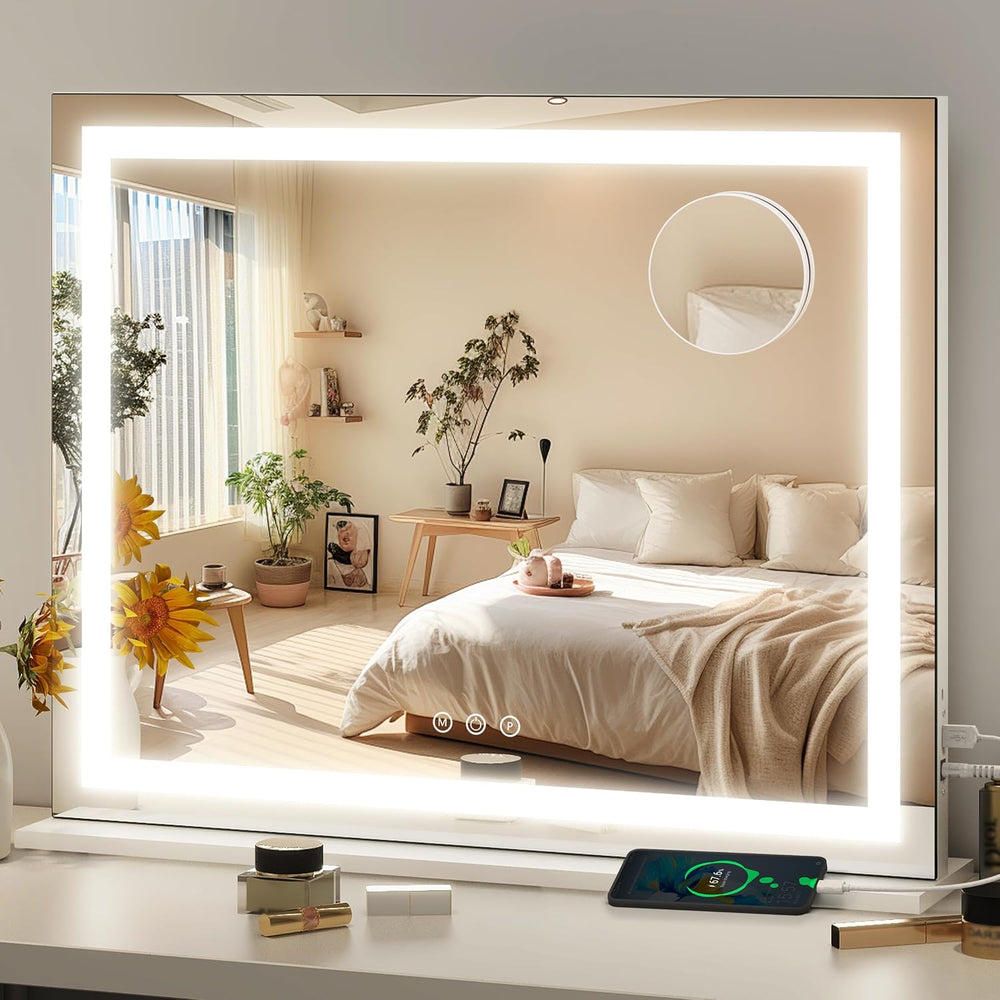 FENNIO 23" x 18" Vanity Mirror with Lights，LED Makeup Mirror，Hollyw...