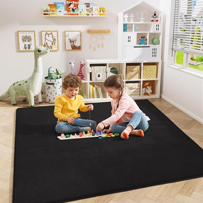 Amearea 4x4 Square Area Rugs for Bedroom Living Room, Modern Black Thickened - Image 6