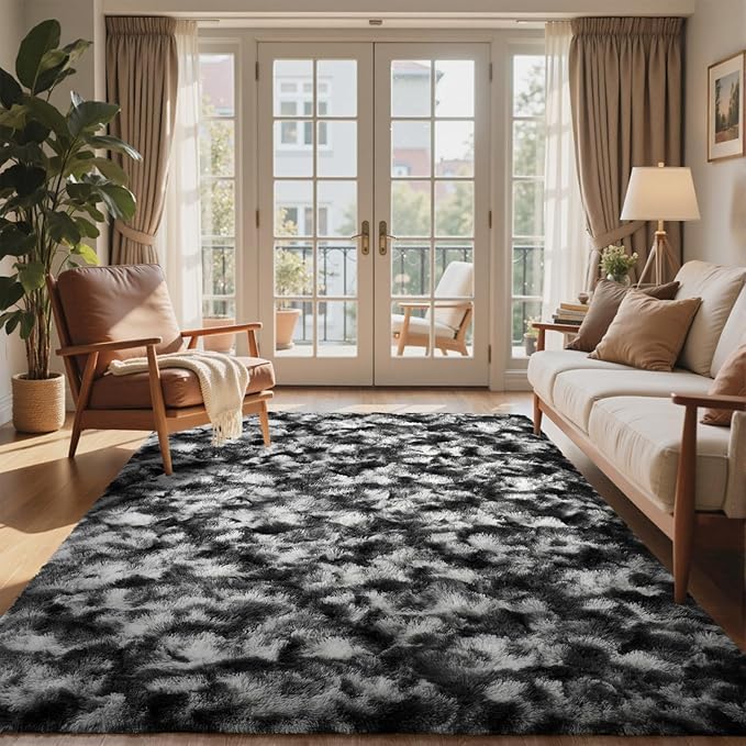 5x7 Ft Large Shag Rugs for Bedroom Living Room Decor for Men Boys, Tie Dyed - Image 2