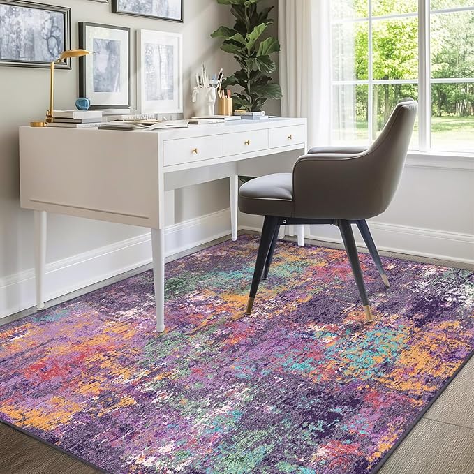 Washable Area Rugs 9'x12' Non-Slip Modern Abstract Soft - Image 8