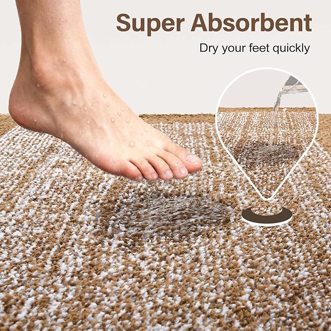 Bathroom Rugs 24x17 Non Slip Washable, Coffee Bath Mat - Image 7