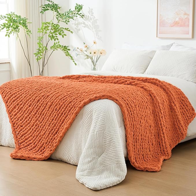 Bigacogo Chunky Knit Throw Blanket by Bigacogo