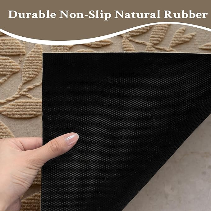 Beige Leaves Outdoor Indoor Entrance Doormats, Absorbent Durable Heavy Duty - Image 8