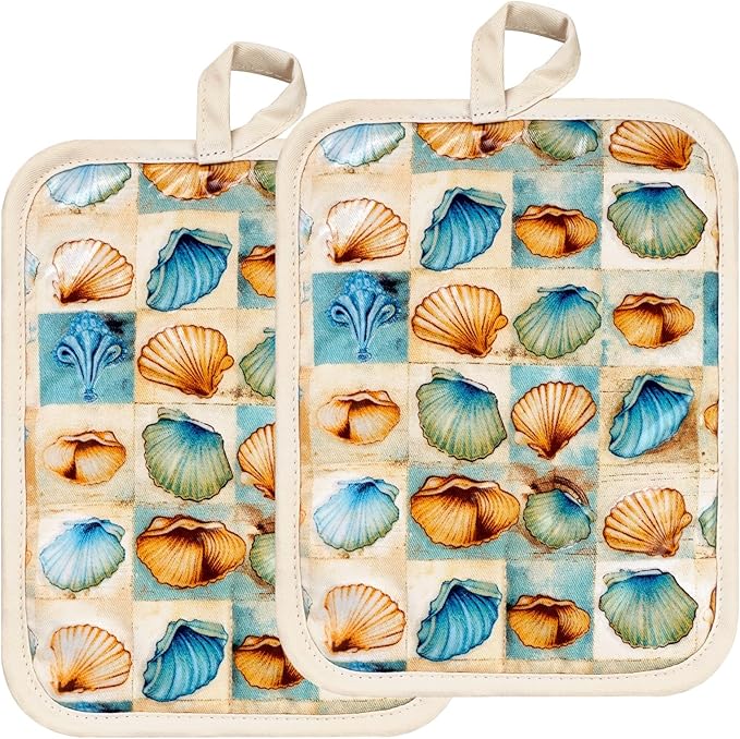 Pot Holders Set of 2 Heat Resistant 480 ℉Non Slip Clear Silicone Printed by REDLMLDETA