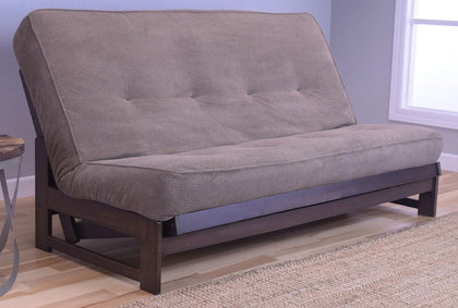 Colorado Reclaim Mocha Frame and Mattress Set w/Choice of Fabrics, 7 Inch Innerspring Futon Sofa Bed Full Size Aspen Style (Frame w/Marmont Mocha)