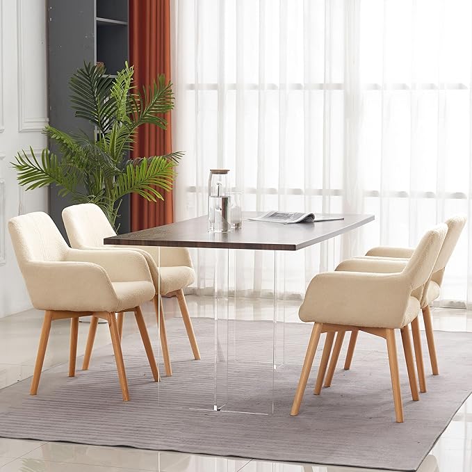 Mid Century Modern Dining Chairs Set of 4 & 2 & 6 Comfy Accent Chair ...