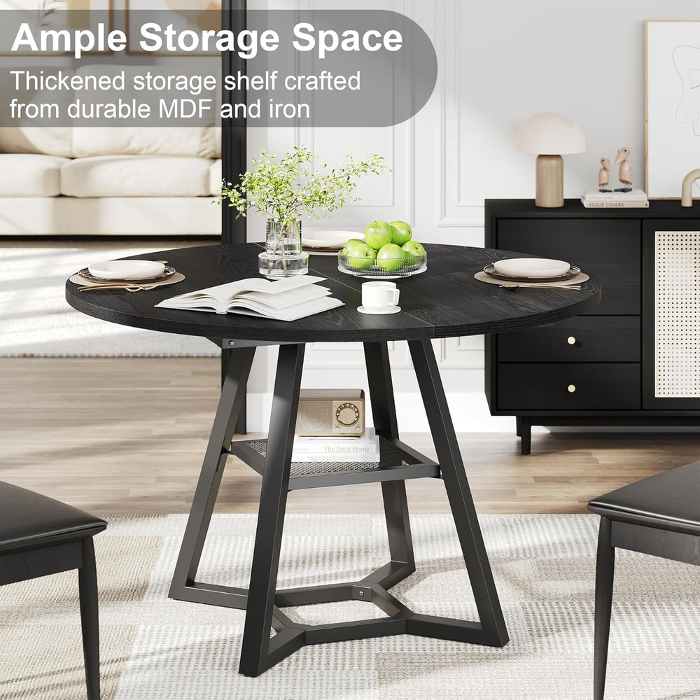knoworld Round Dining Table for 4, Kitchen Tables Dining Room Circle Dinner T...