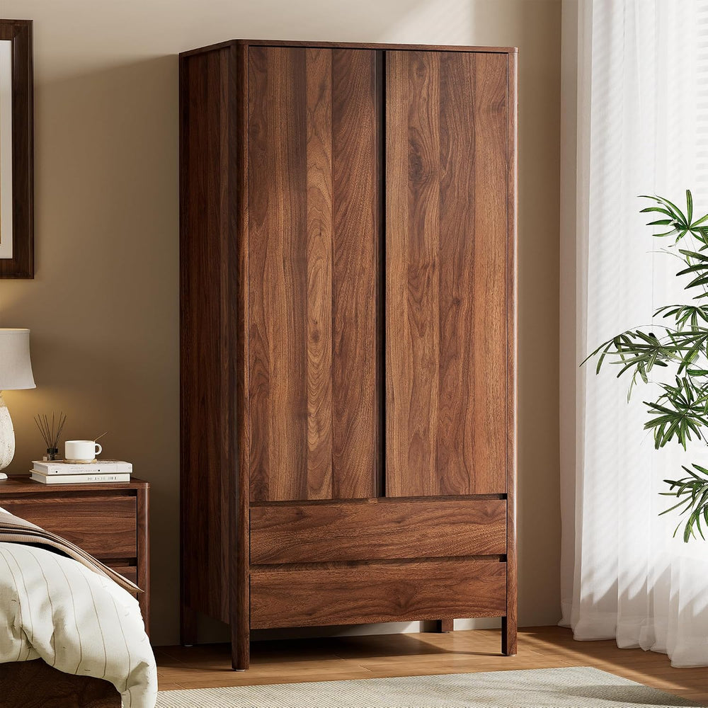 Furniway Armoire Wardrobe Closet, 70.9" Tall Wardrobe Cabinet with 2 Doo...