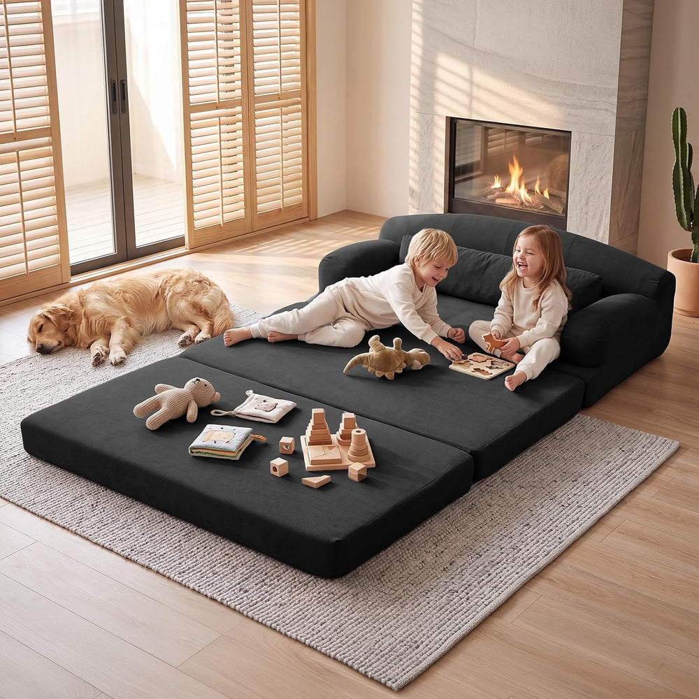 57.1" Trifold Boneless Couch for Living Room, Convertible Sofa Bed