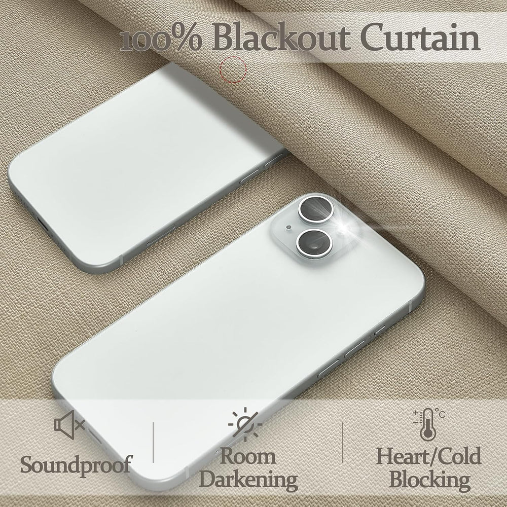 Heavy Natural Linen 100% Light Blocking Curtains & Drapes 96 Inches Long ...