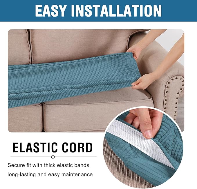 H.VERSAILTEX Super Stretch Individual Seat Cushion Covers Sofa Covers Couch - Image 5