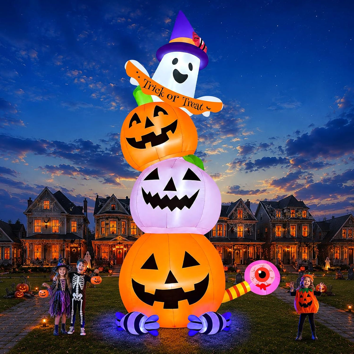 Kalolary 20FT Tall Halloween Inflatables Pumpkin Ghost