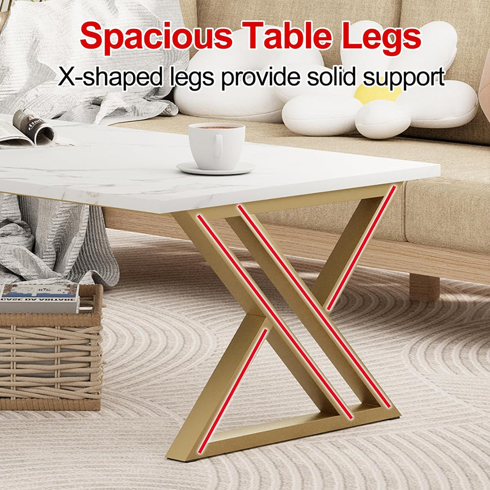 Wolawu Coffee Table Living Room Table White Center Table, Simple Modern Faux ...
