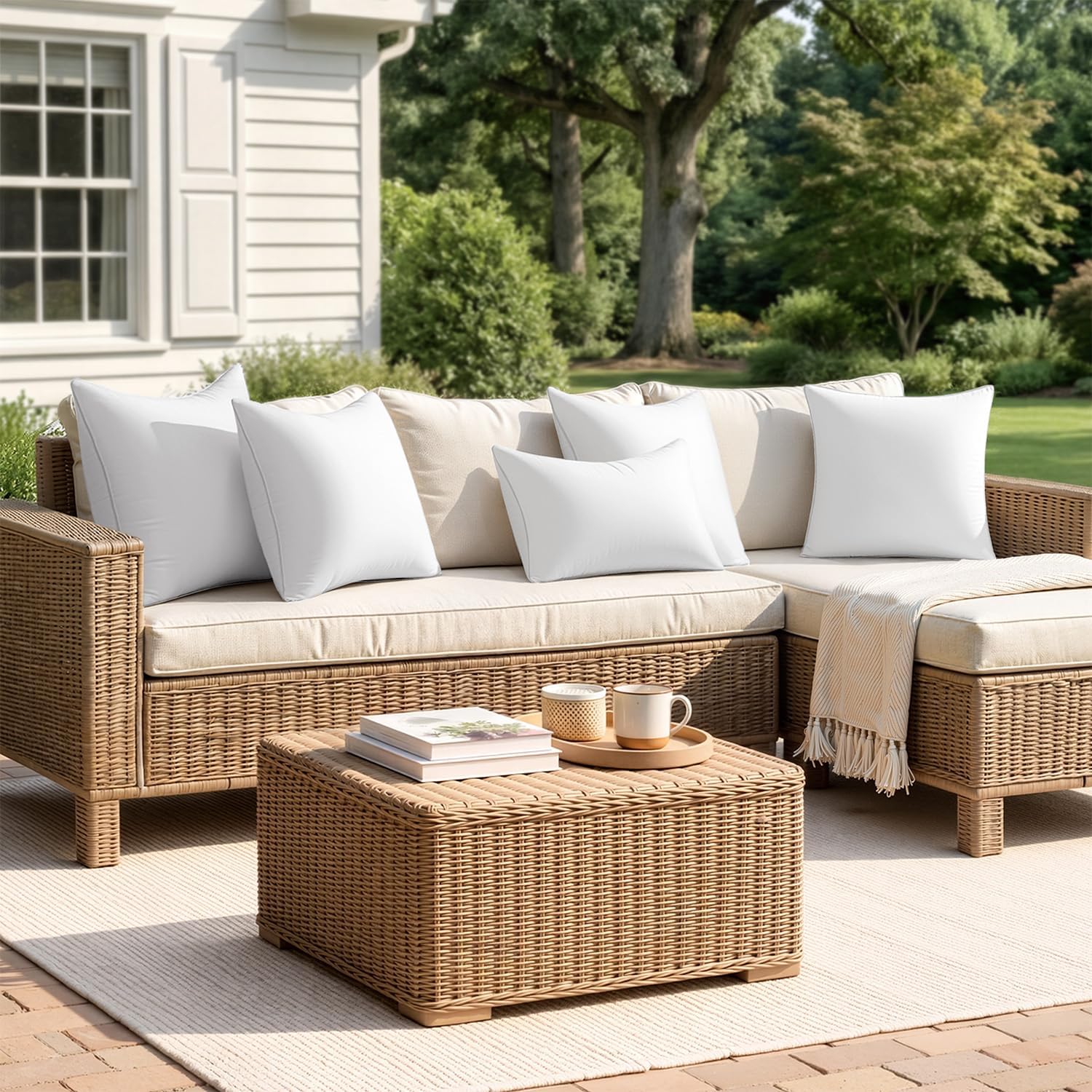 MIULEE 2 Pack 12x20 Outdoor Rectangle Pillow Inserts for Patio Sofa Garden | Waterproof Decorative Throw Pillow Inserts for Patio Sofa Garden Porch Couch