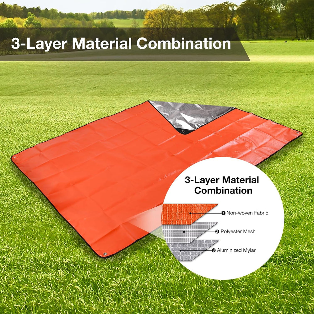 6 Pack Emergency Blankets, Waterproof Survival Thermal Tarp, Multipurpose Ref...