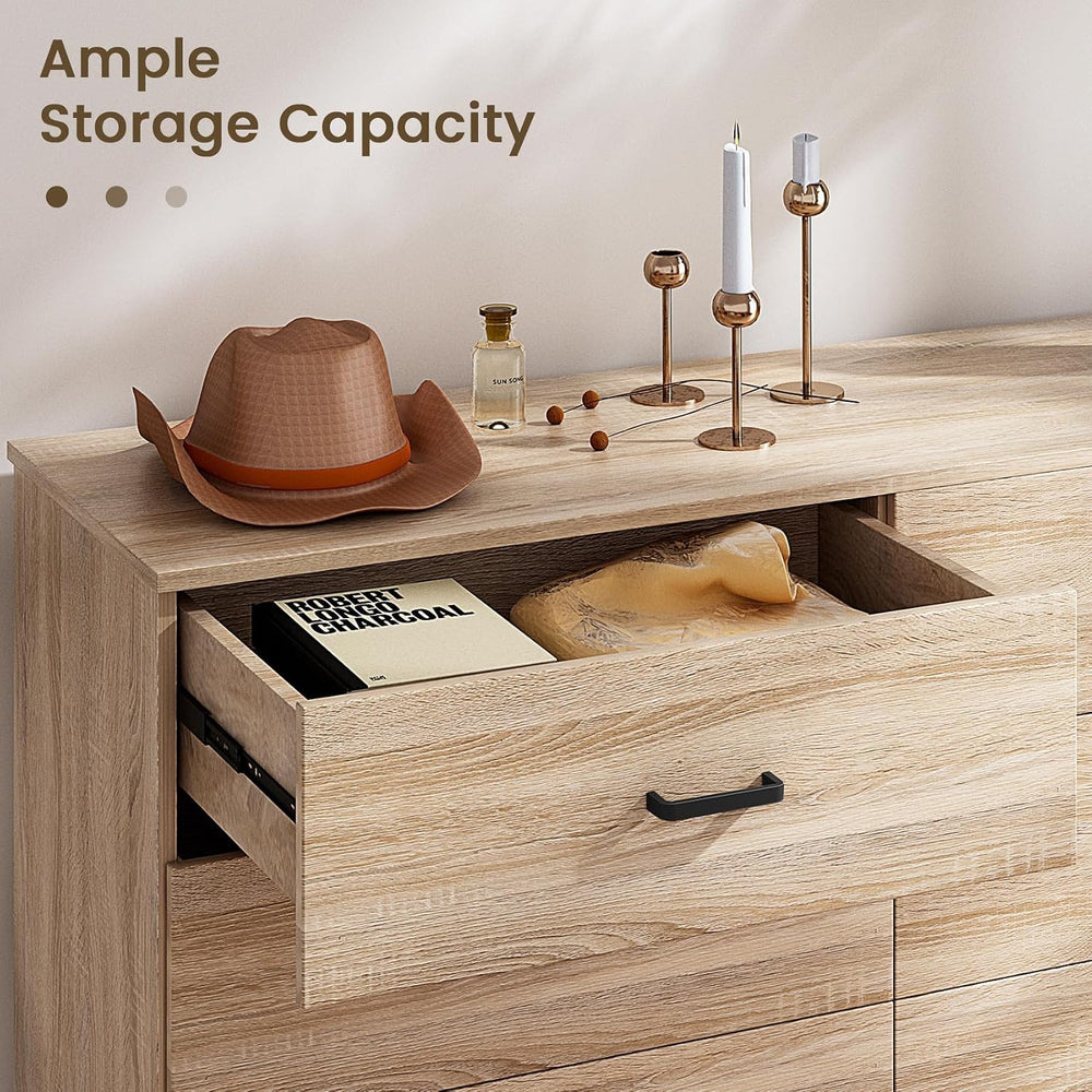Dresser for Bedroom, 6 Drawer Double Dresser, Modern Chest of Drawers with De...