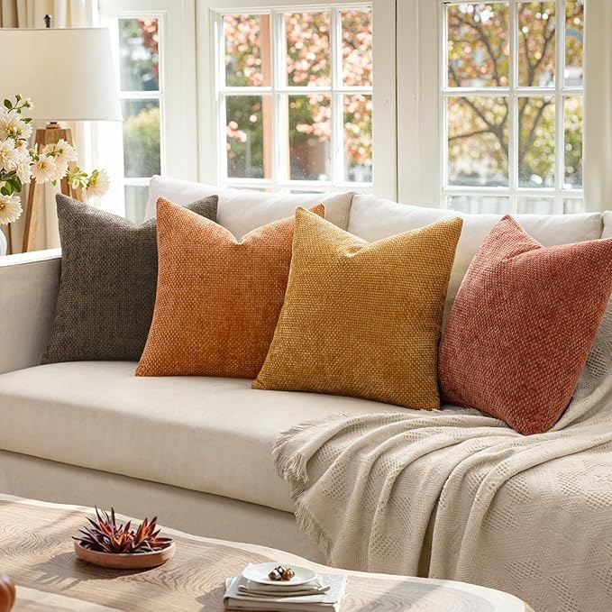 MIULEE Pack of 4 Orange/Yellow Couch Throw Pillow Covers 20x20 Inch Halloween - Image 2