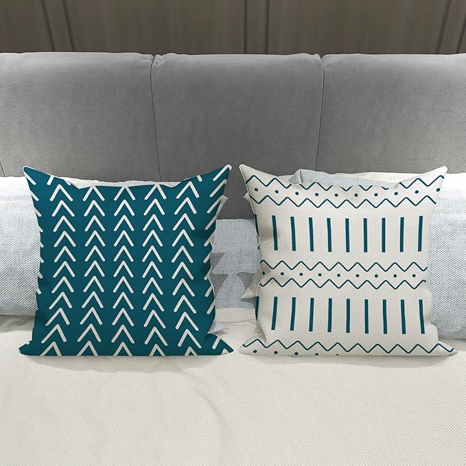 YCOLL Pillow Covers 18x18 Set of 4, Modern Sofa Throw Pillow Cover, Decorative - Image 4