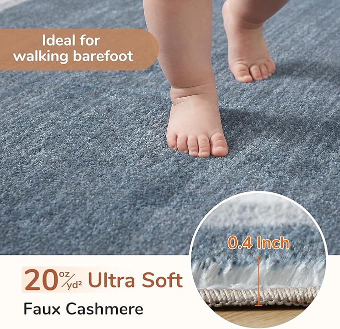 OPPODREAM Border Soft Area Rugs 6x9, Washable Blue Rug - Image 2