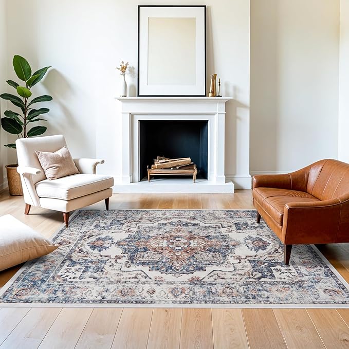 5x7 Living Room Area Rugs: Washable Non-Slip Stain Resistant Rug by HYHAOYUNLAI