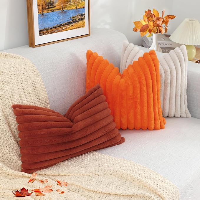 decorUhome Cozy Faux Fur Throw Pillow Covers 18x18 Set of 2 Decorative Soft - Image 8
