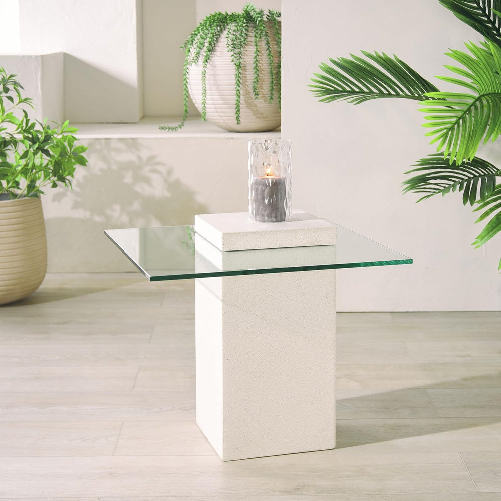 SAFAVIEH Couture Collection - Sophibeth Ivory Concrete and Glass Accent Table...