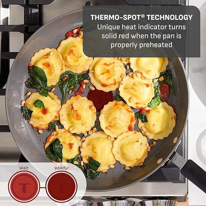T-Fal Ultimate Hard Anodized 12-Piece Ceramic Nonstick Cookware Set, Oven Safe - Image 5