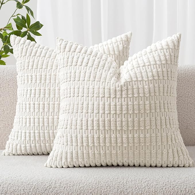 MIULEE Pack of 2 Corduroy Decorative Euro Sham Throw Pillow Covers 24x24 Inch by MIULEE