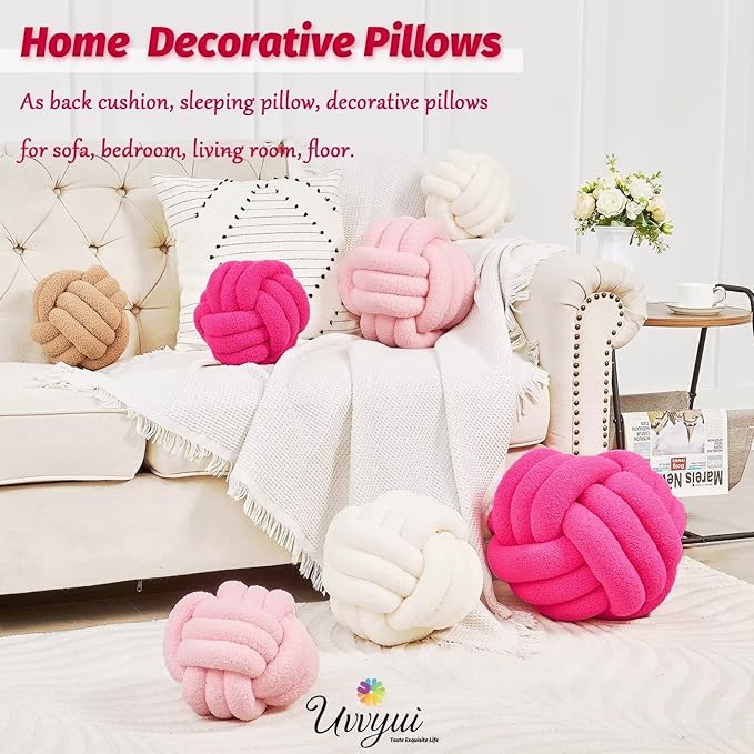 Uvvyui Knot Pillow Ball, Soft Home Decorative Pillows, Round Throw Pillow - Image 5