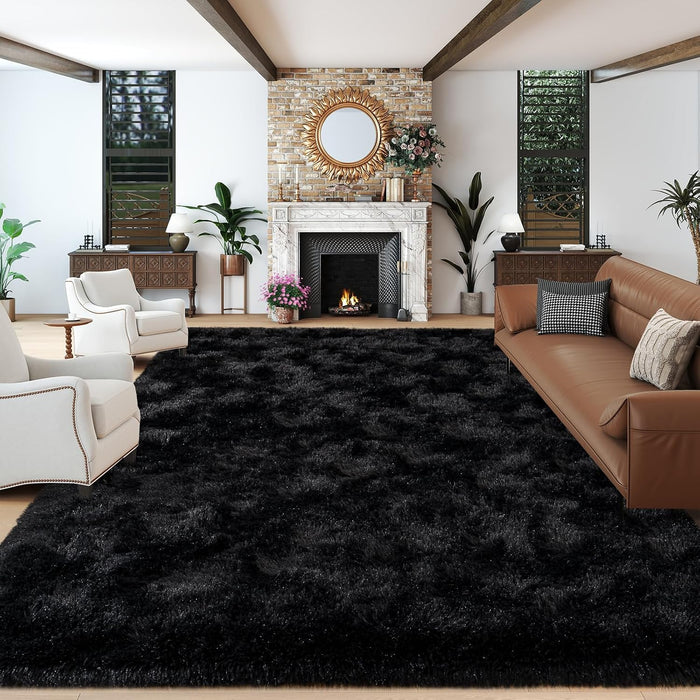 Dssimo Extra Large 9x12 Black Area Rug for Living Room, Soft Shaggy Rugs