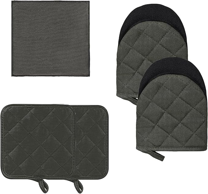 Kitchen Set Pack Of 5, Oven Mitts Pot Holders Pad And Towel Set, Heat Resistant by GOLDMEET